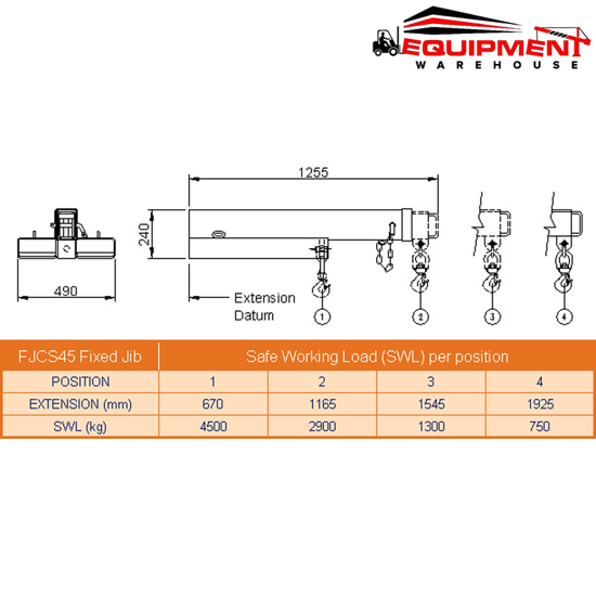 Forklift jib Attachment 4500kg Brisbane Telescopic Forklift Jib